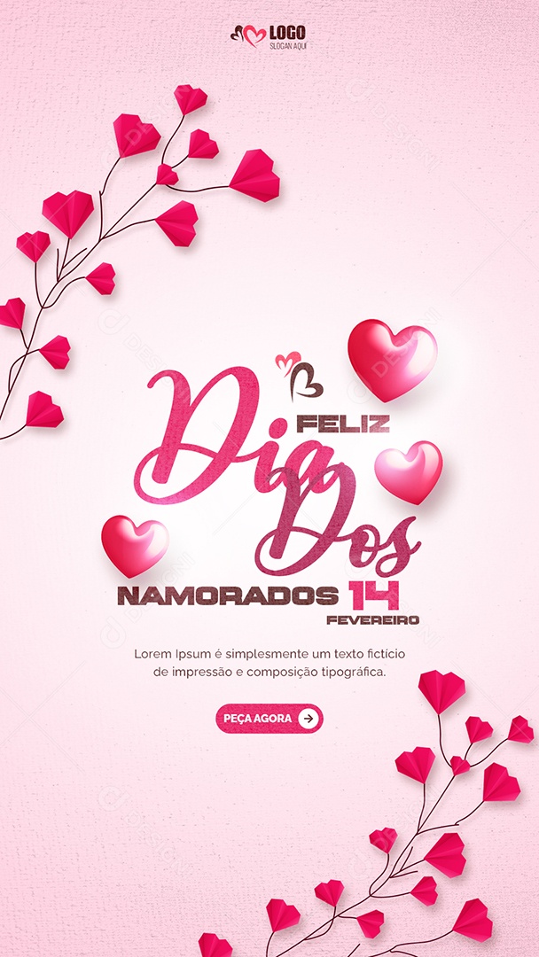 Feliz Dia dos Namorados 14 de Fevereiro Social Media PSD Editável