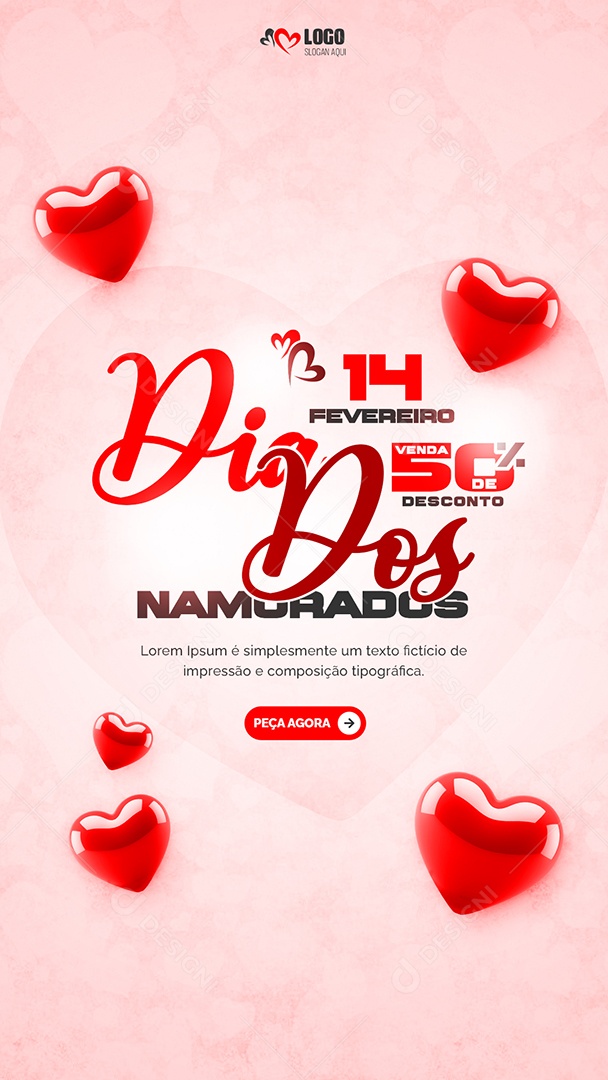 Feliz Dia dos Namorados 14 de Fevereiro Social Media PSD Editável