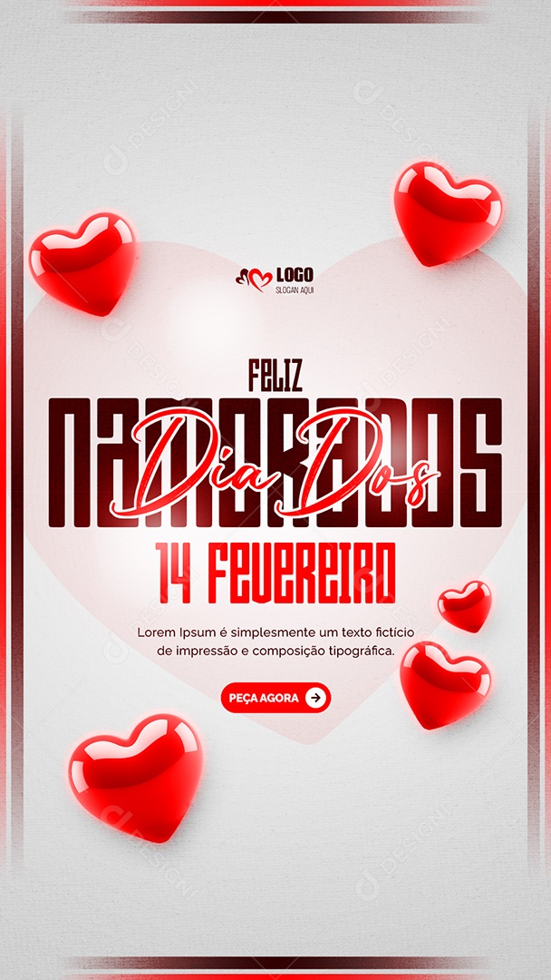 Feliz Dia dos Namorados 14 de Fevereiro Social Media PSD Editável