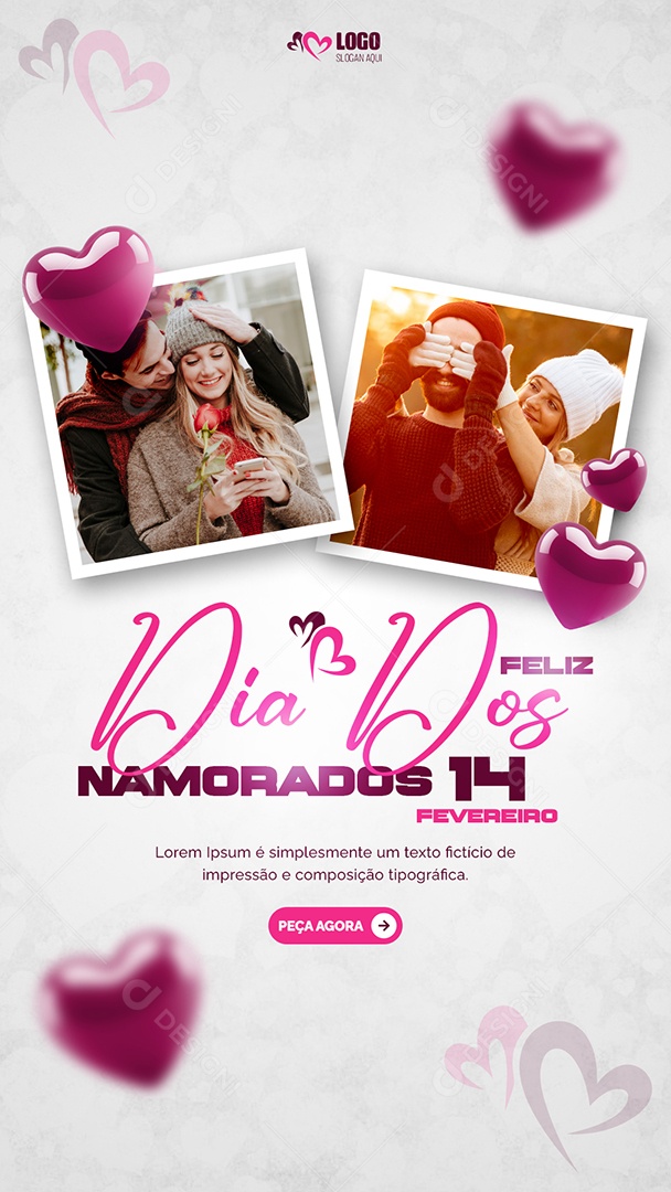 Feliz Dia dos Namorados 14 de Fevereiro Social Media PSD Editável