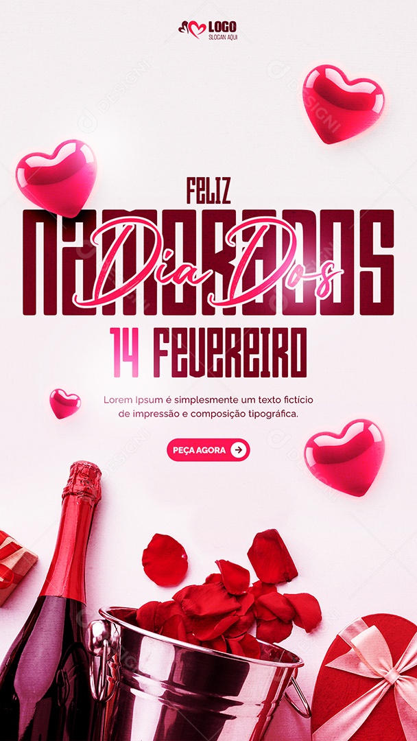 Feliz Dia dos Namorados 14 de Fevereiro Social Media PSD Editável