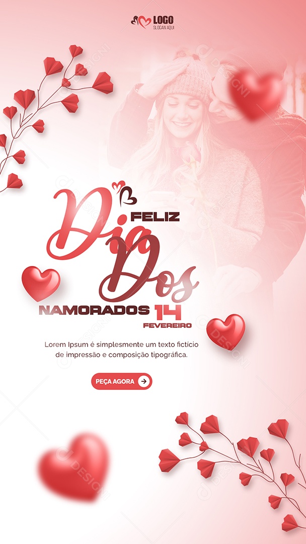 Feliz Dia dos Namorados 14 de Fevereiro Social Media PSD Editável