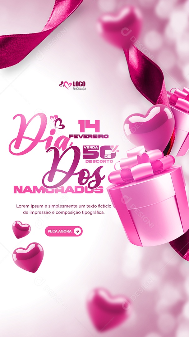 Feliz Dia dos Namorados 14 de Fevereiro Social Media PSD Editável