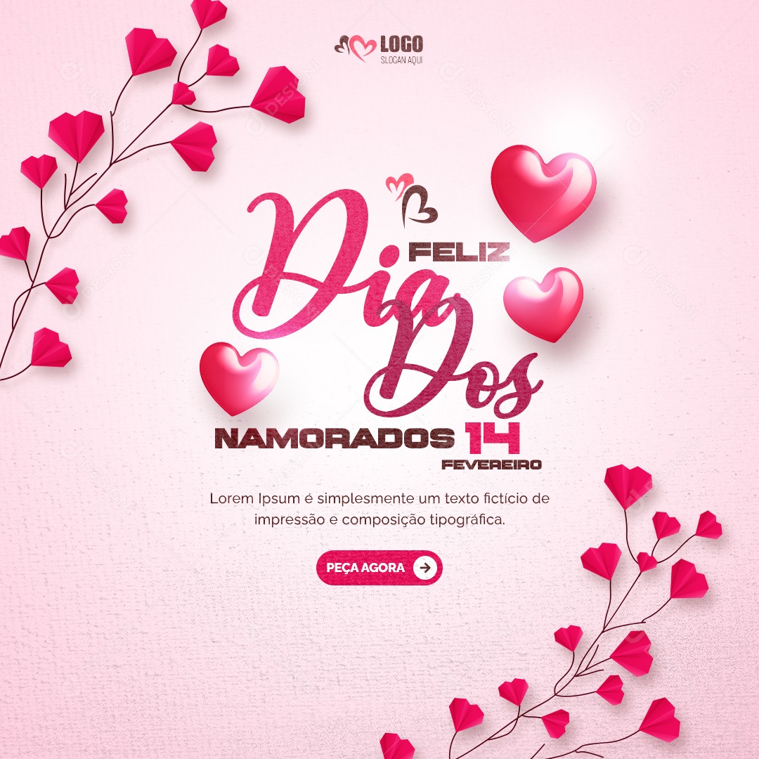 Feliz Dia dos Namorados 14 de Fevereiro Social Media PSD Editável