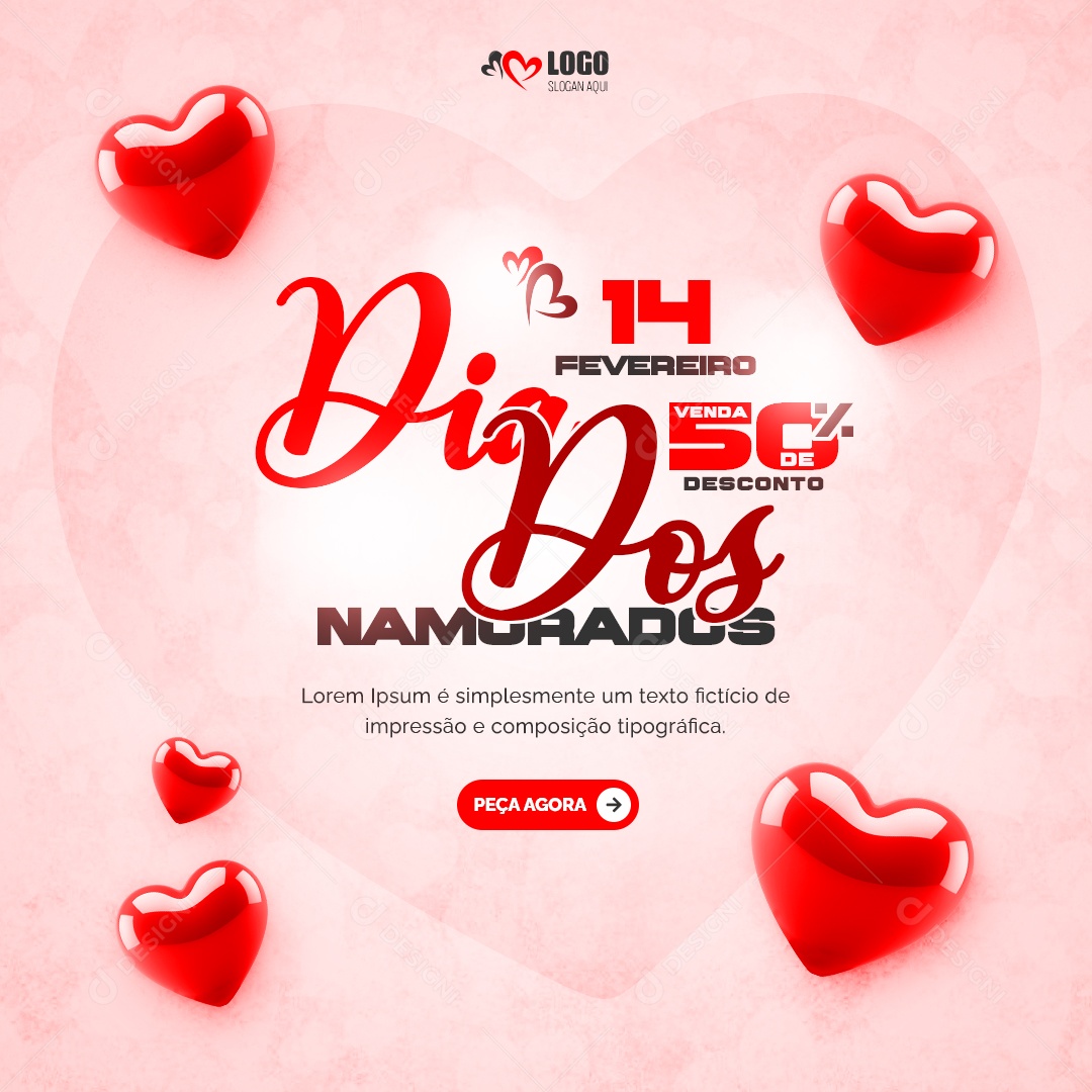 Feliz Dia dos Namorados 14 de Fevereiro Social Media PSD Editável