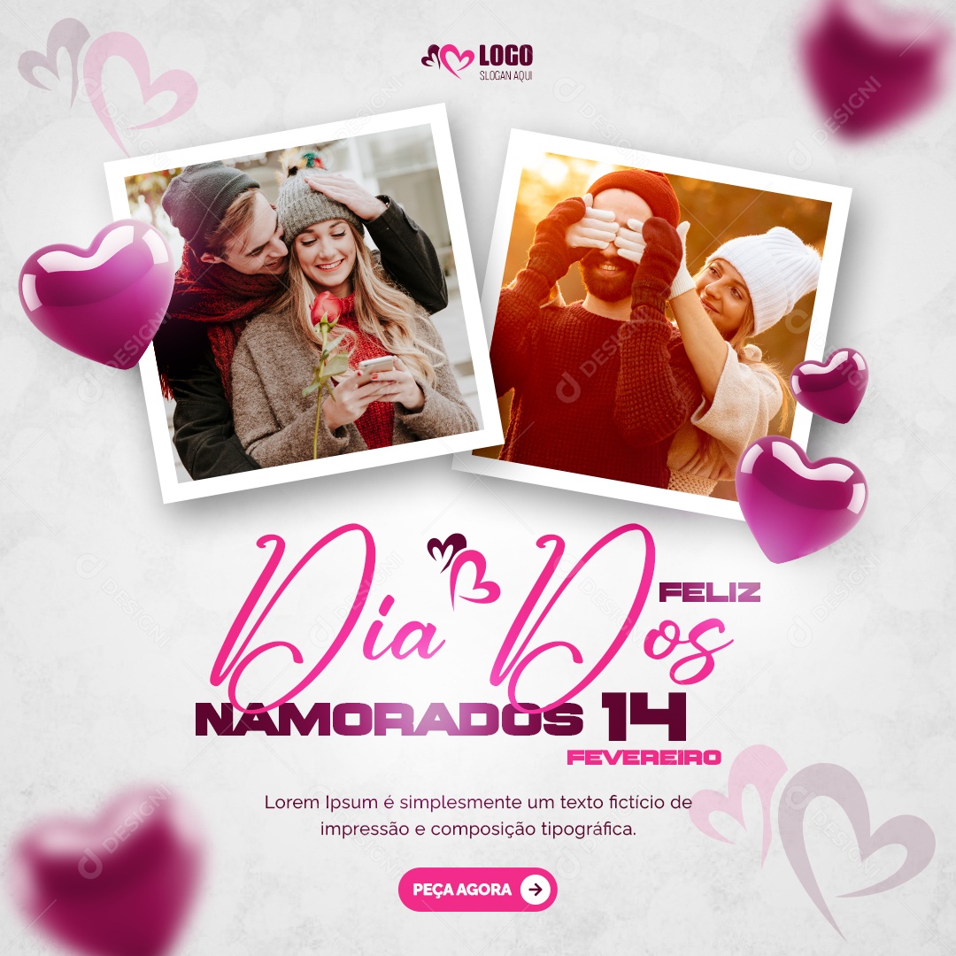 Feliz Dia dos Namorados 14 de Fevereiro Social Media PSD Editável