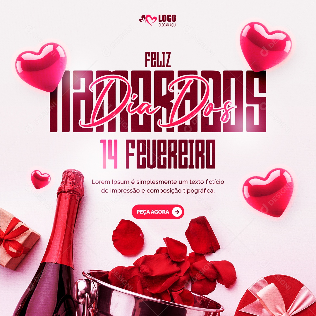 Feliz Dia dos Namorados 14 de Fevereiro Social Media PSD Editável