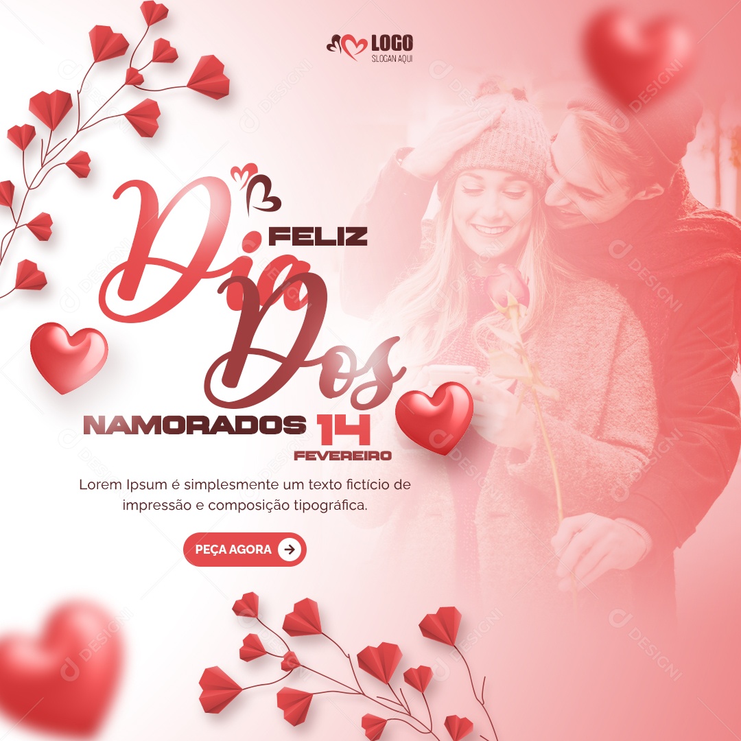 Feliz Dia dos Namorados 14 de Fevereiro Social Media PSD Editável
