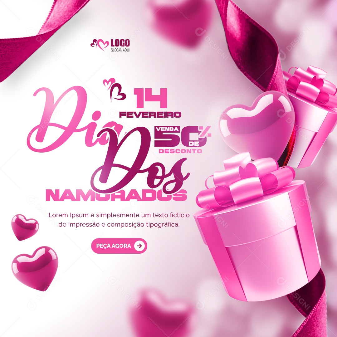 Feliz Dia dos Namorados 14 de Fevereiro Social Media PSD Editável
