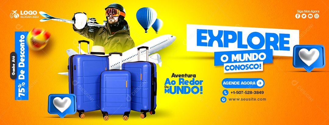 Explore o Mundo Conosco PSD Editável