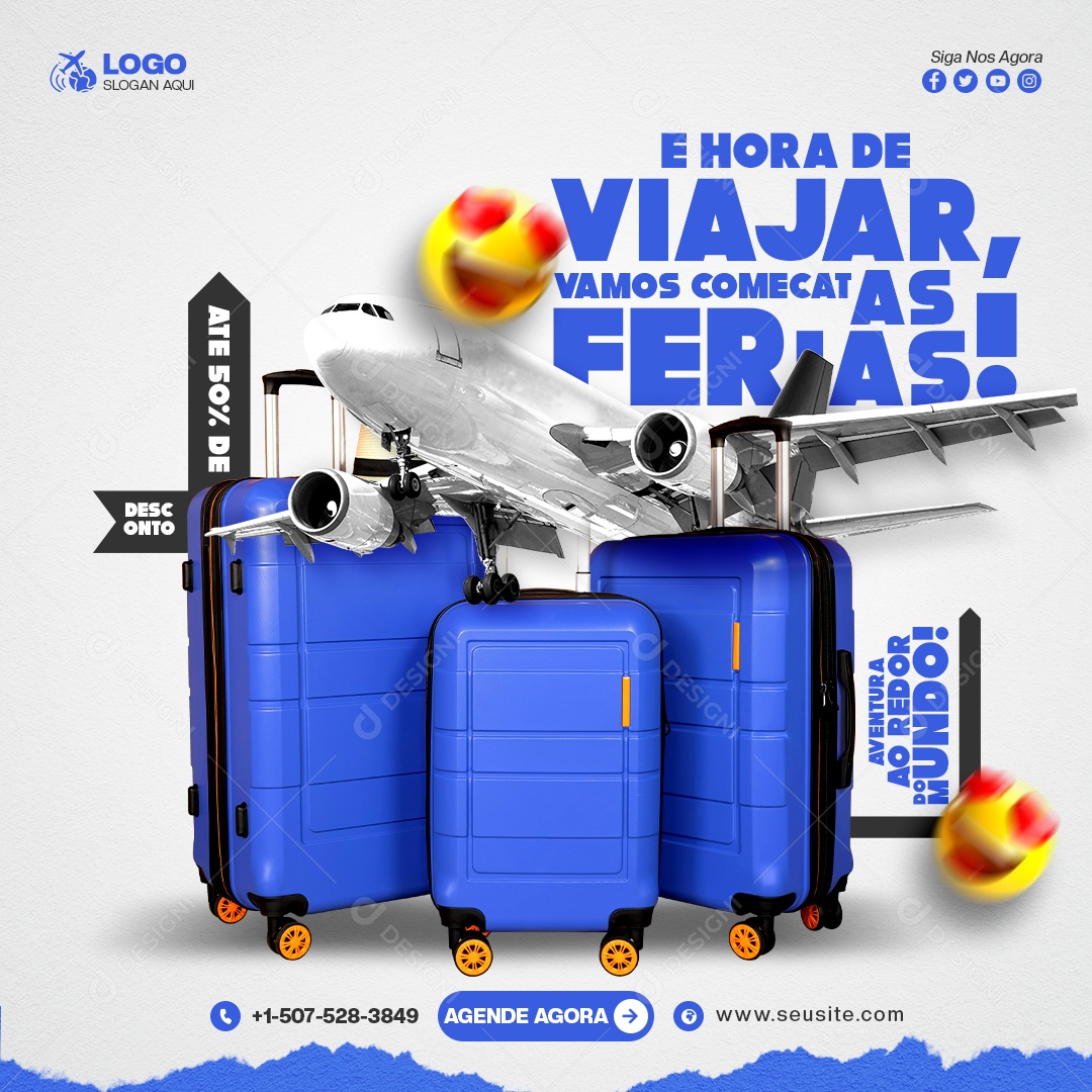 E Hora de Viajar Vamos Começar as Ferias PSD Editável