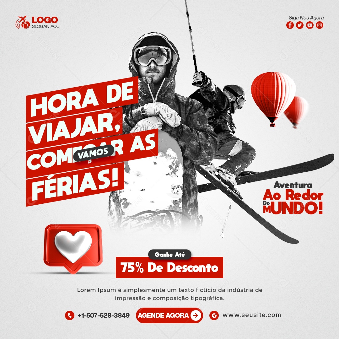 Hora de Viajar Vamos Comemorar as Feiras PSD Editável