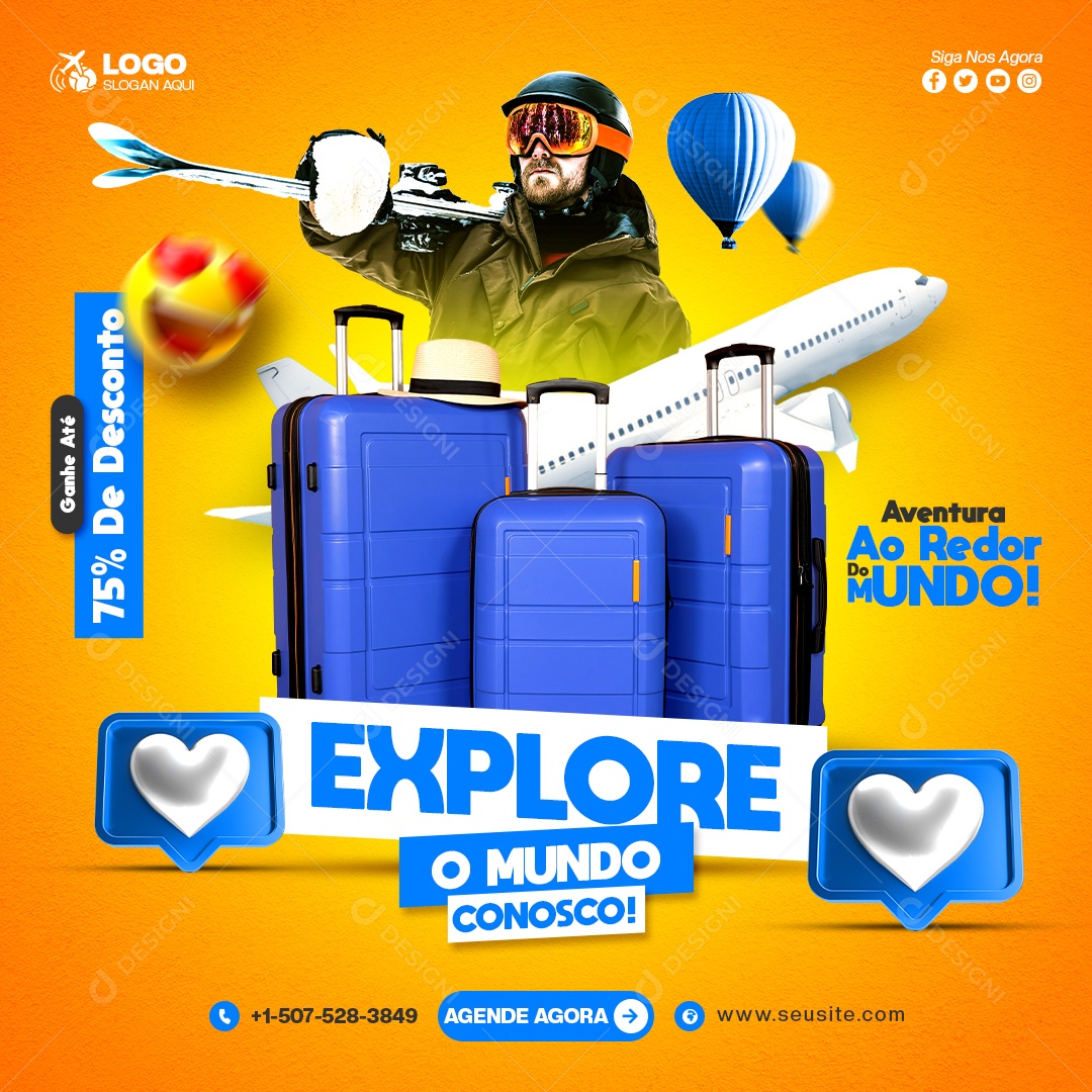 Explore o Mundo Conosco PSD Editável