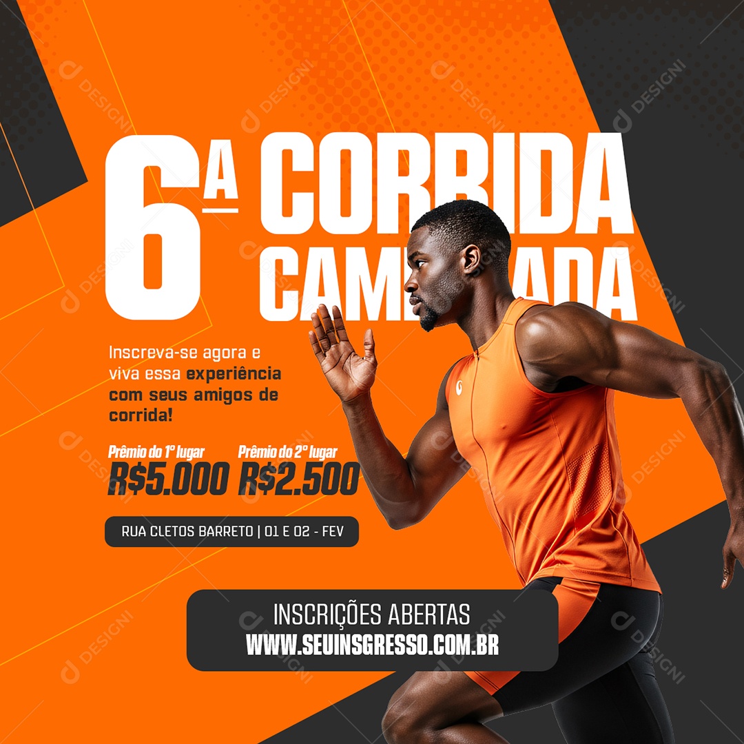 Corrida De Rua Sexta Corrida Caminhada Social Media PSD Editável