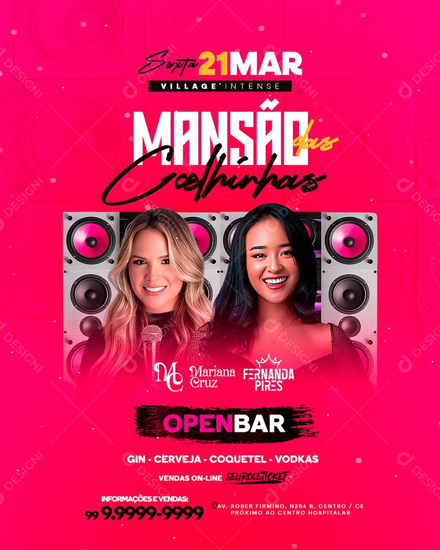 Flyer Village Intense Mansão Coelhinhas Social Media PSD Editável