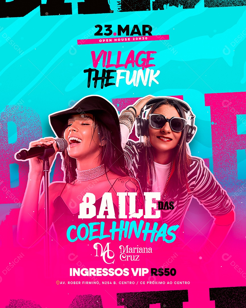 Flyer Village The Funk Baile Das Coelhinhas Social Media PSD Editável