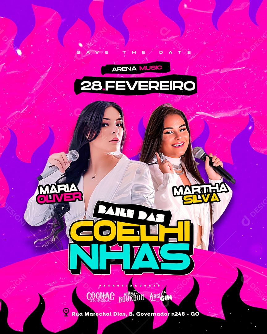 Flyer Baile Das Coelhinhas Social Media PSD Editável
