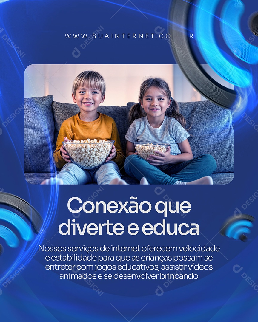 Provedor de Internet Conexão Que Diverte Social Media PSD Editável