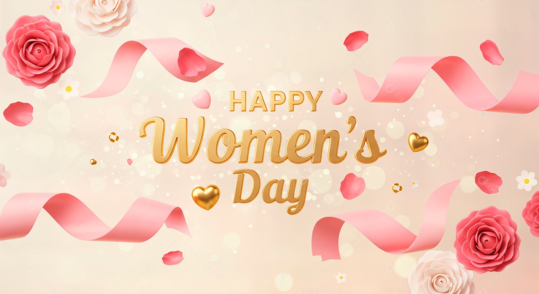 Feliz dia internacional da mulher celebrando a força e a beleza das mulheres em background