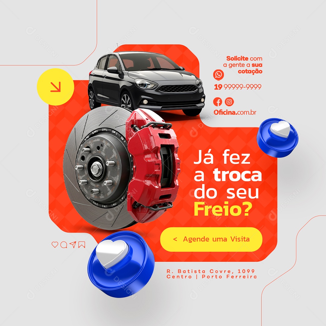 Oficina Mecânica Já Fez a Troca do Seu Freio Social Media PSD Editável