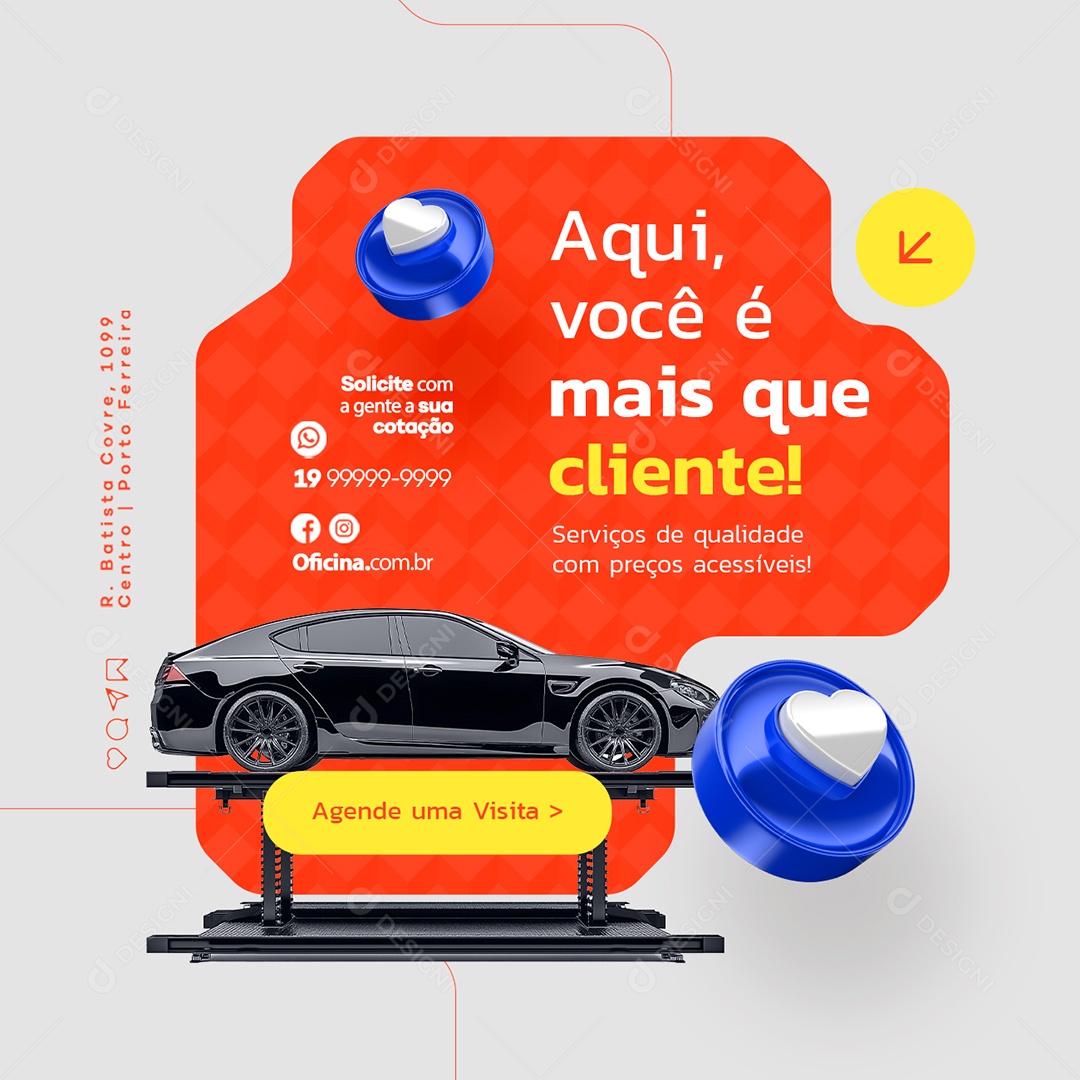Oficina Mecânica Aqui Você é Mais Que Cliente Social Media PSD Editável