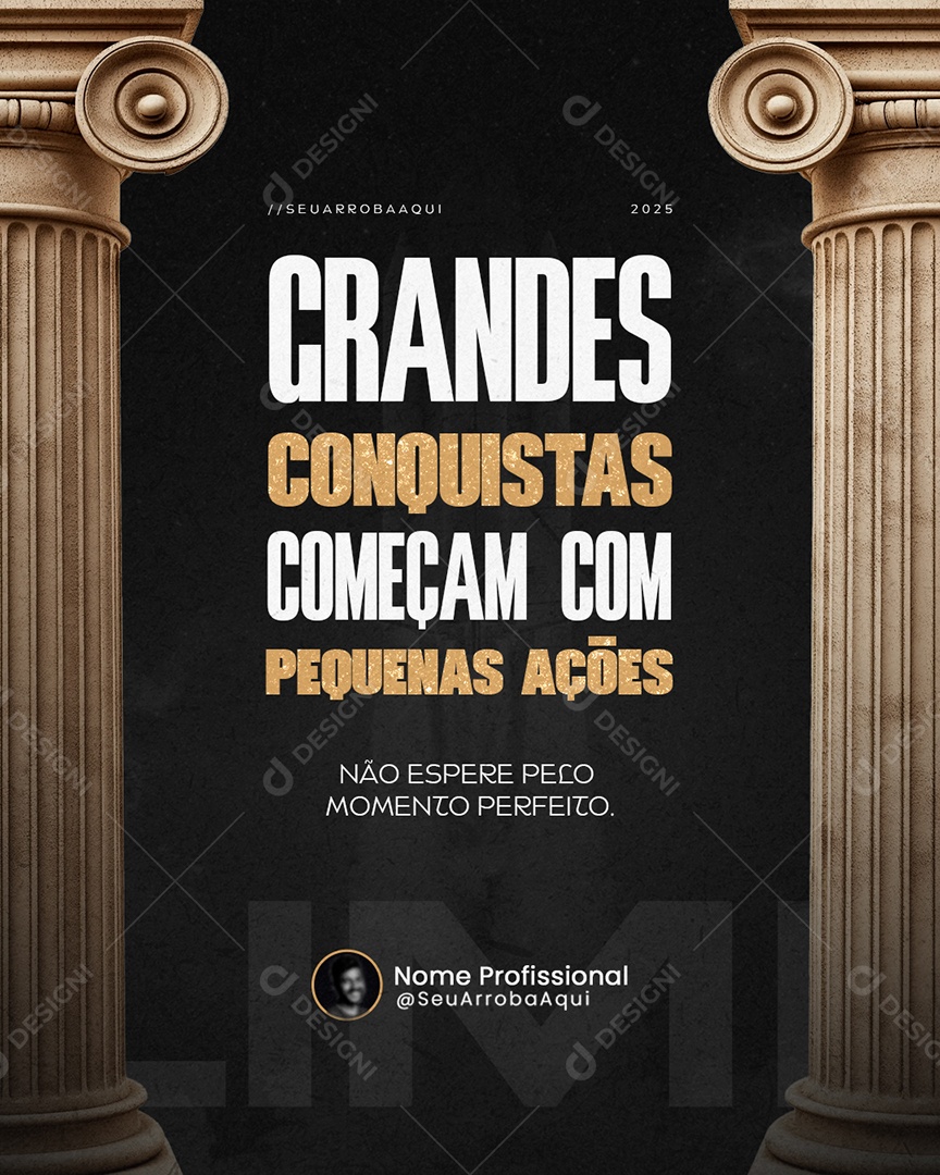 Coach Grandes Conquistas Começam com Pequenas Ações Social Media PSD Editável