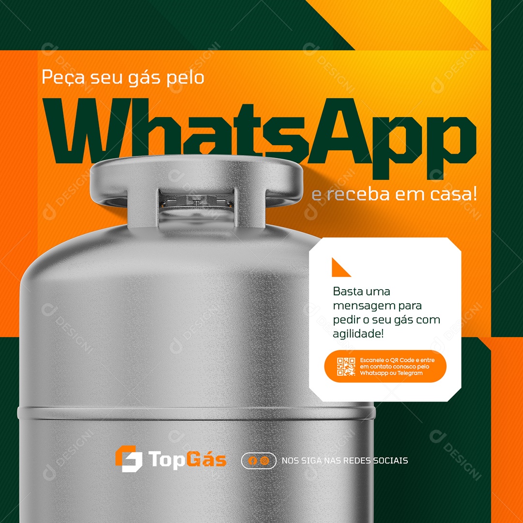 Distribuidora de Gás Peça seu Gás Pelo WhatsApp Social Media PSD Editável