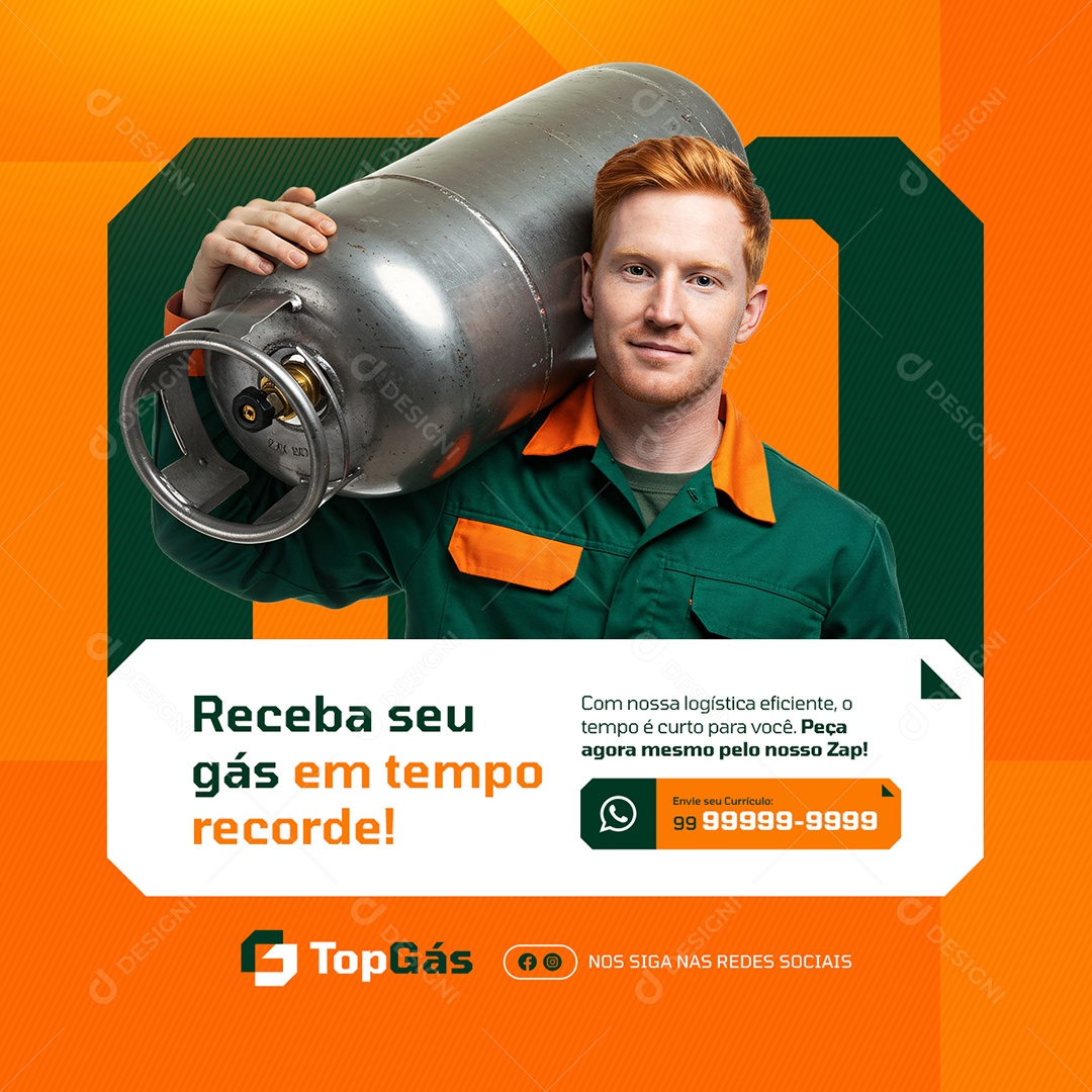 Distribuidora de Gás Receba seu Gás em Tempo Recorde Social Media PSD Editável