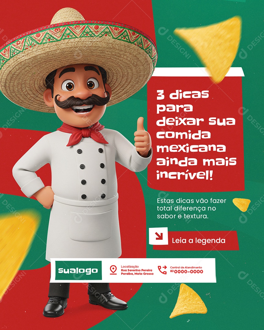 Restaurante Mexicano Três Dicas para Deixar sua Comida Mexicana Social Media PSD Editável