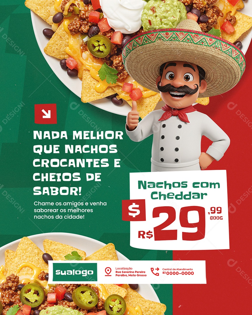 Restaurante Mexicano Nada Melhor Que Nachos Crocantes Social Media PSD Editável