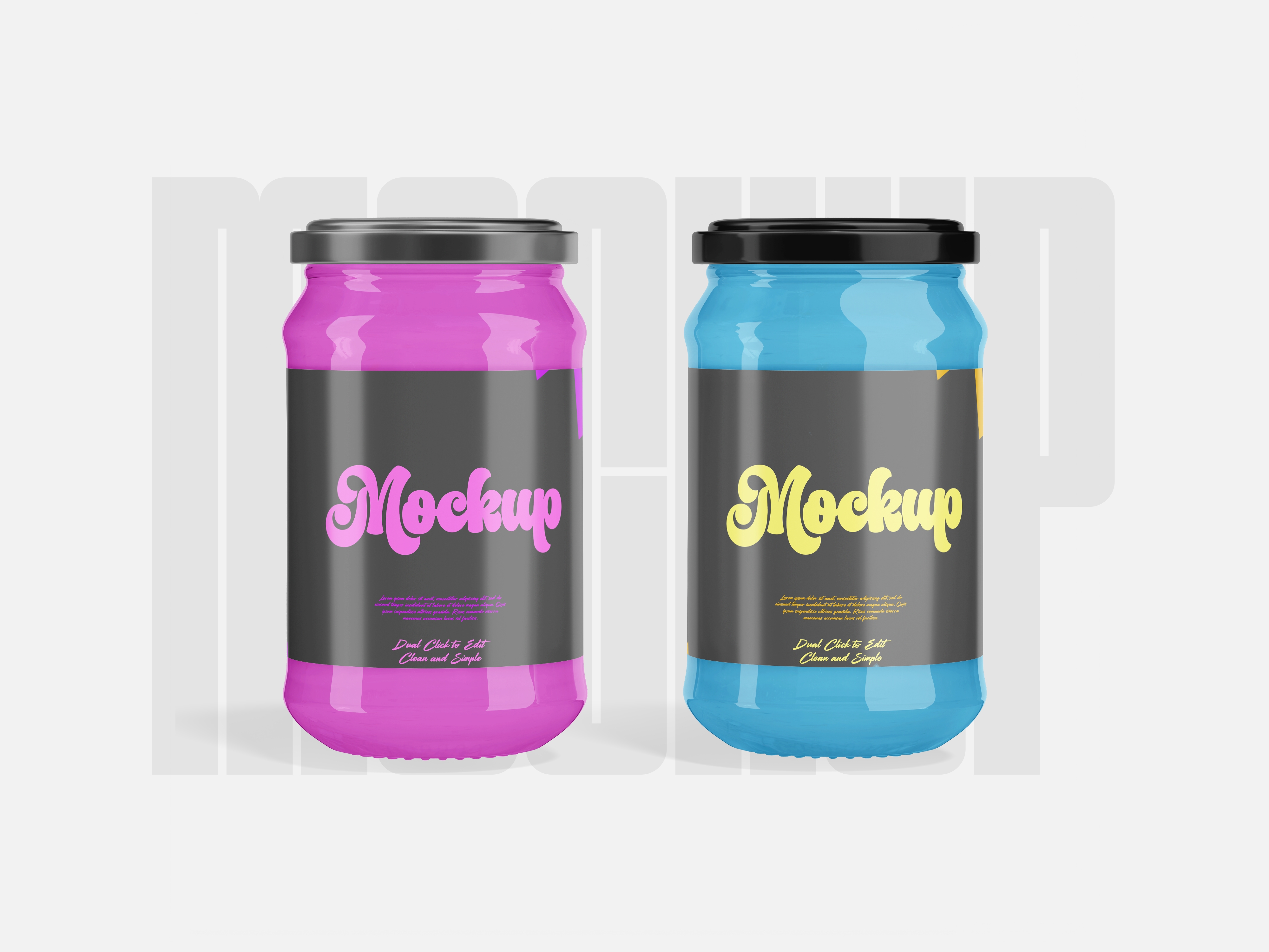 Mockup de Dois Potes de Vidro PSD Editável