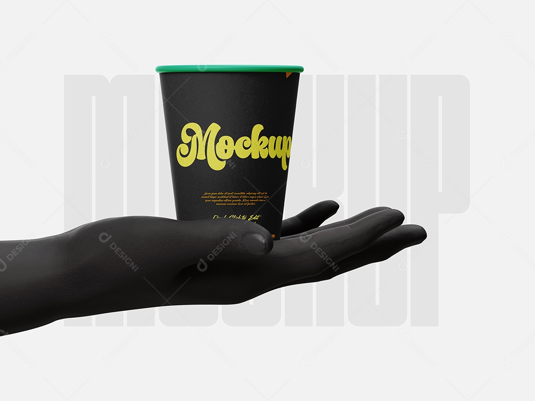 Mockup de Mão Segurando Copo PSD Editável