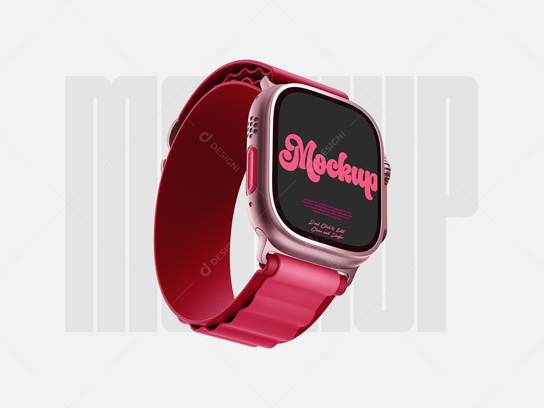 Mockup de Relógio Vermelho PSD Editável