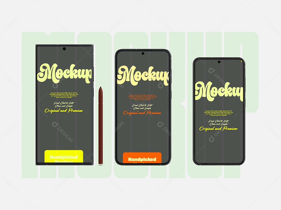 Mockup de Três Smartphones PSD Editável