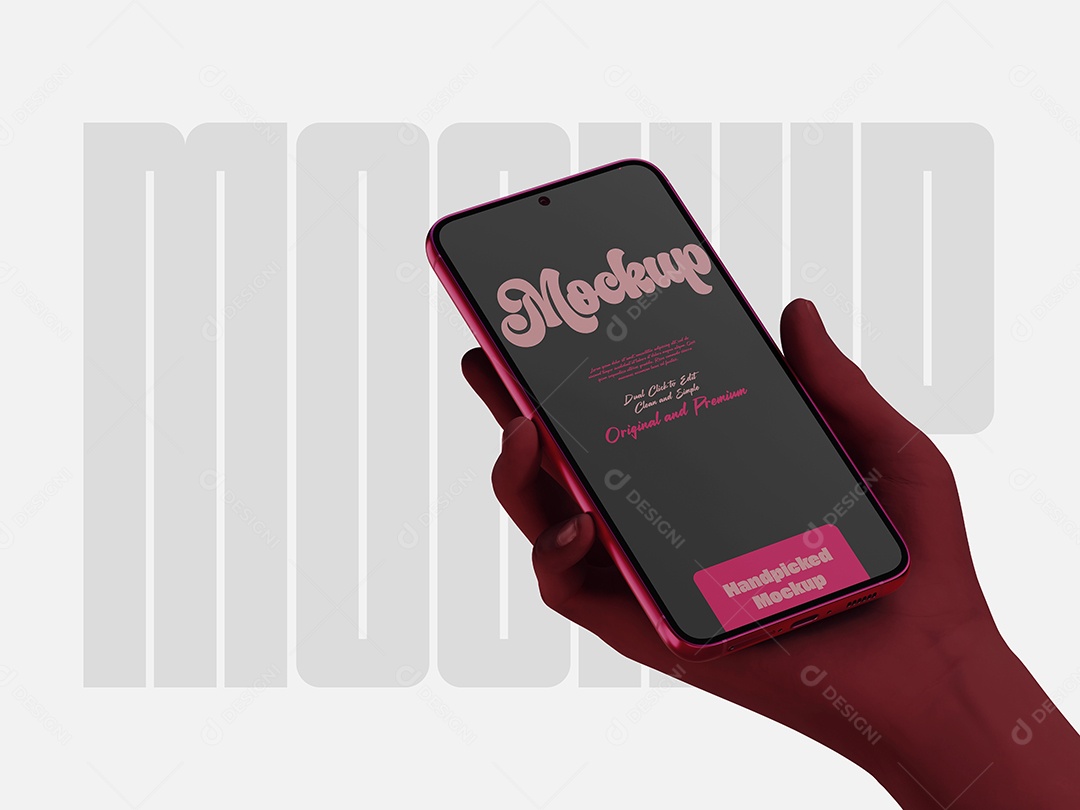 Mockup Mão Segurando Smartphone PSD Editável
