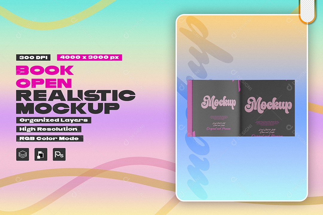 Mockup de Livro Aberto PSD Editável