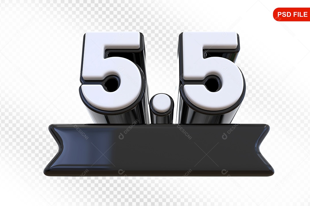 Elemento 3D Promoção de Vendas 5 5 para Composição PSD