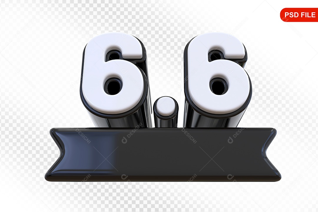 Elemento 3D Promoção de Vendas 6 6 para Composição PSD