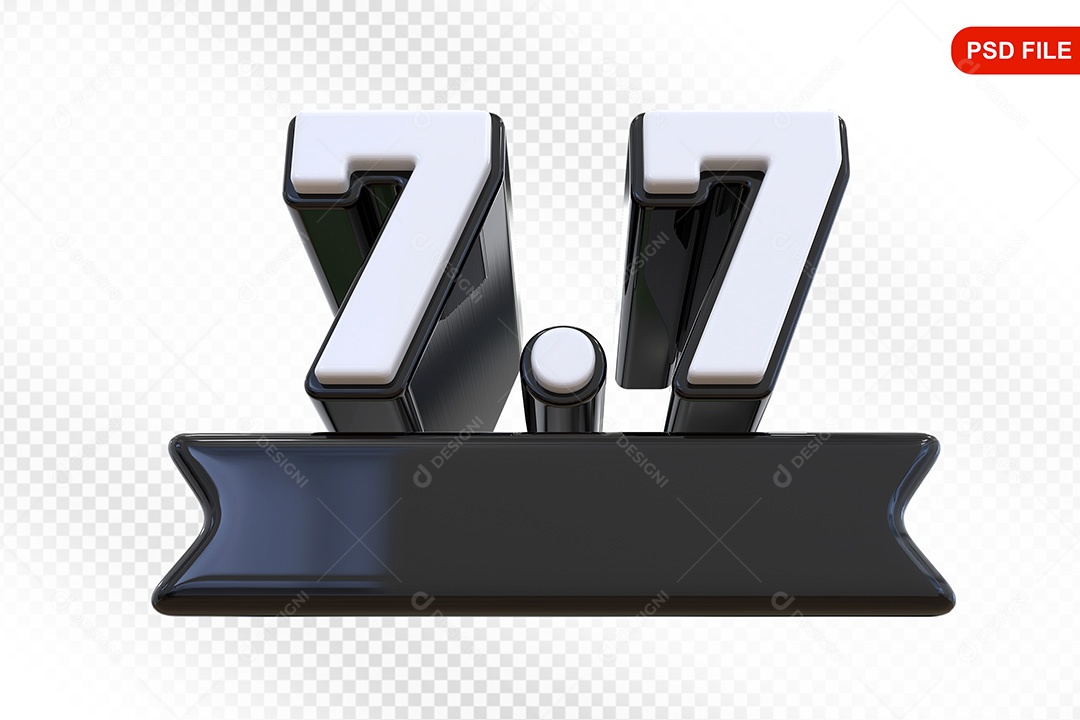 Elemento 3D Promoção de Vendas 7 7 para Composição PSD