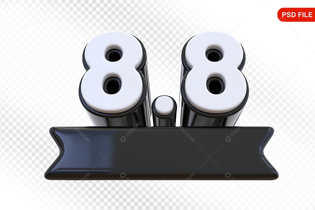 Elemento 3D Promoção de Vendas 8 8 para Composição PSD