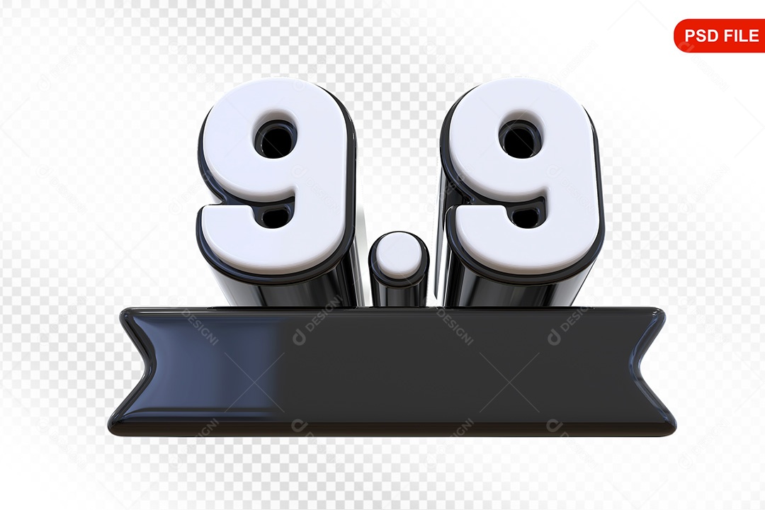 Elemento 3D Promoção de Vendas 9 9 para Composição PSD