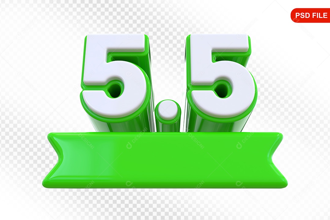 Elemento 3D Promoção de Vendas 5 5 para Composição PSD