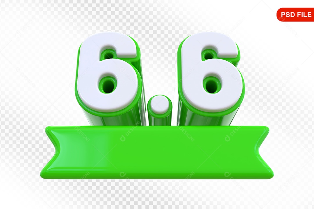 Elemento 3D Promoção de Vendas 6 6 para Composição PSD