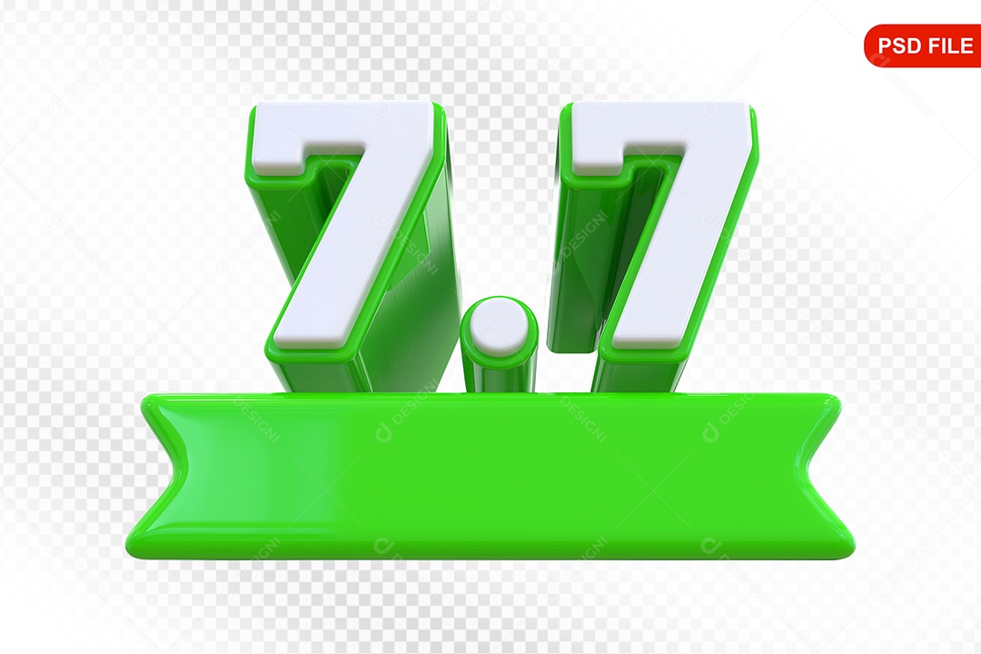 Elemento 3D Promoção de Vendas 7 7 para Composição PSD