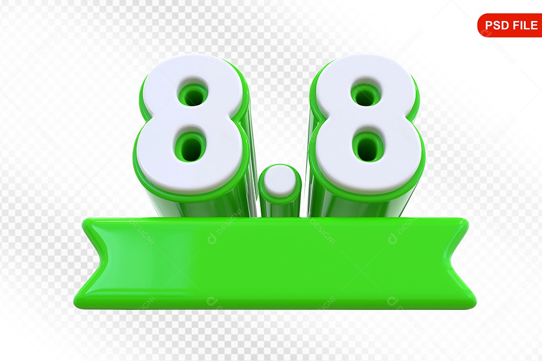 Elemento 3D Promoção de Vendas 8 8 para Composição PSD