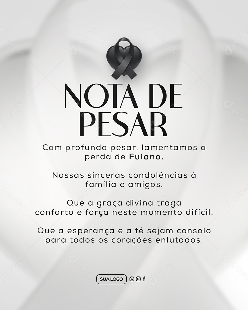 Nota de Pesar Social Media PSD Editável