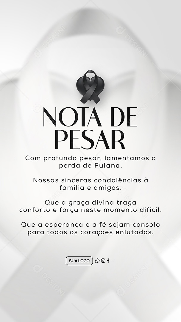 Story Nota de Pesar Social Media PSD Editável