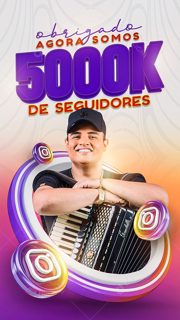 Story Obrigado Agora Somos 5000K de Seguidores Social Media PSD Editável