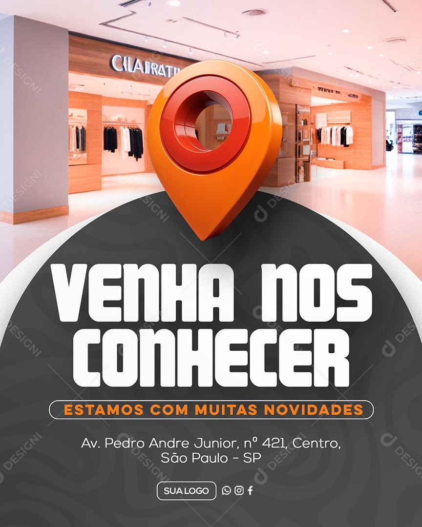 Venha nos Conhecer Estamos com Muitas Novidades Social Media PSD Editável