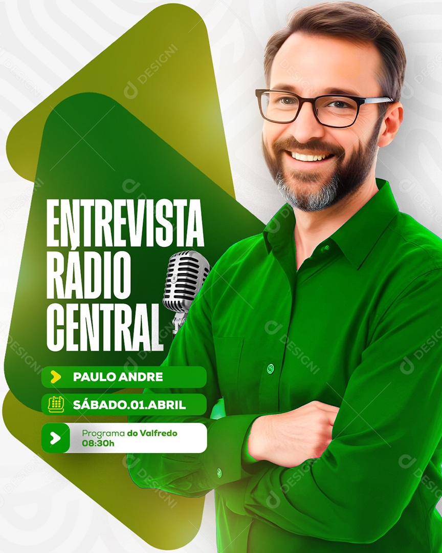 Entrevista Radio Central Paulo Andre Social Media PSD Editável
